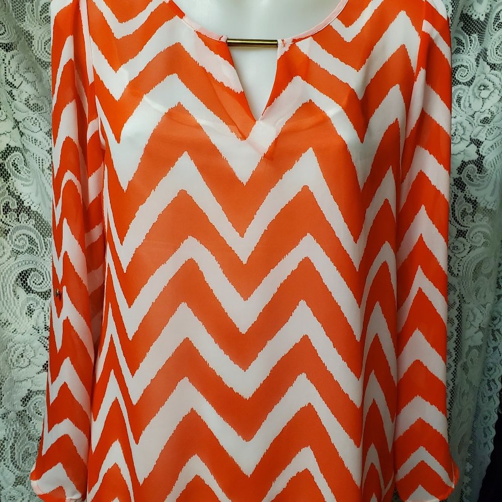 Zac & Rachel Women's M Orange & White Tunic